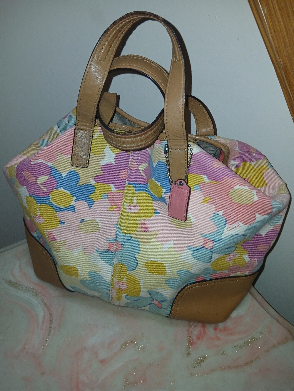 COACH Hadley Floral Print Duffle Tote Bag